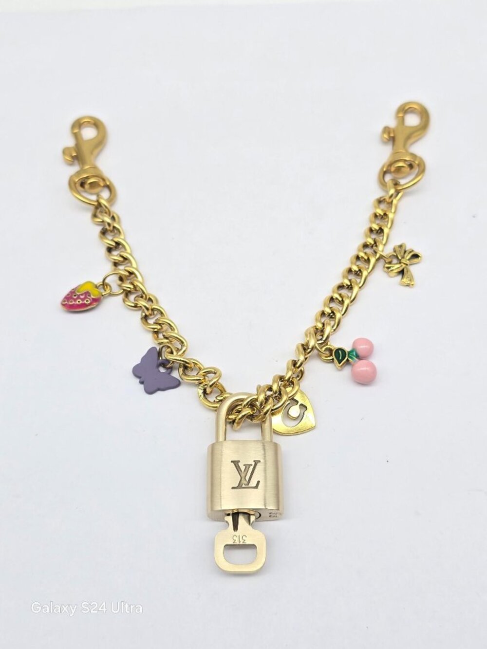 Authentic Louis Vuitton Gold Padlock with Unbranded Decorative Bag Chain / Charm - Picture 10 of 14